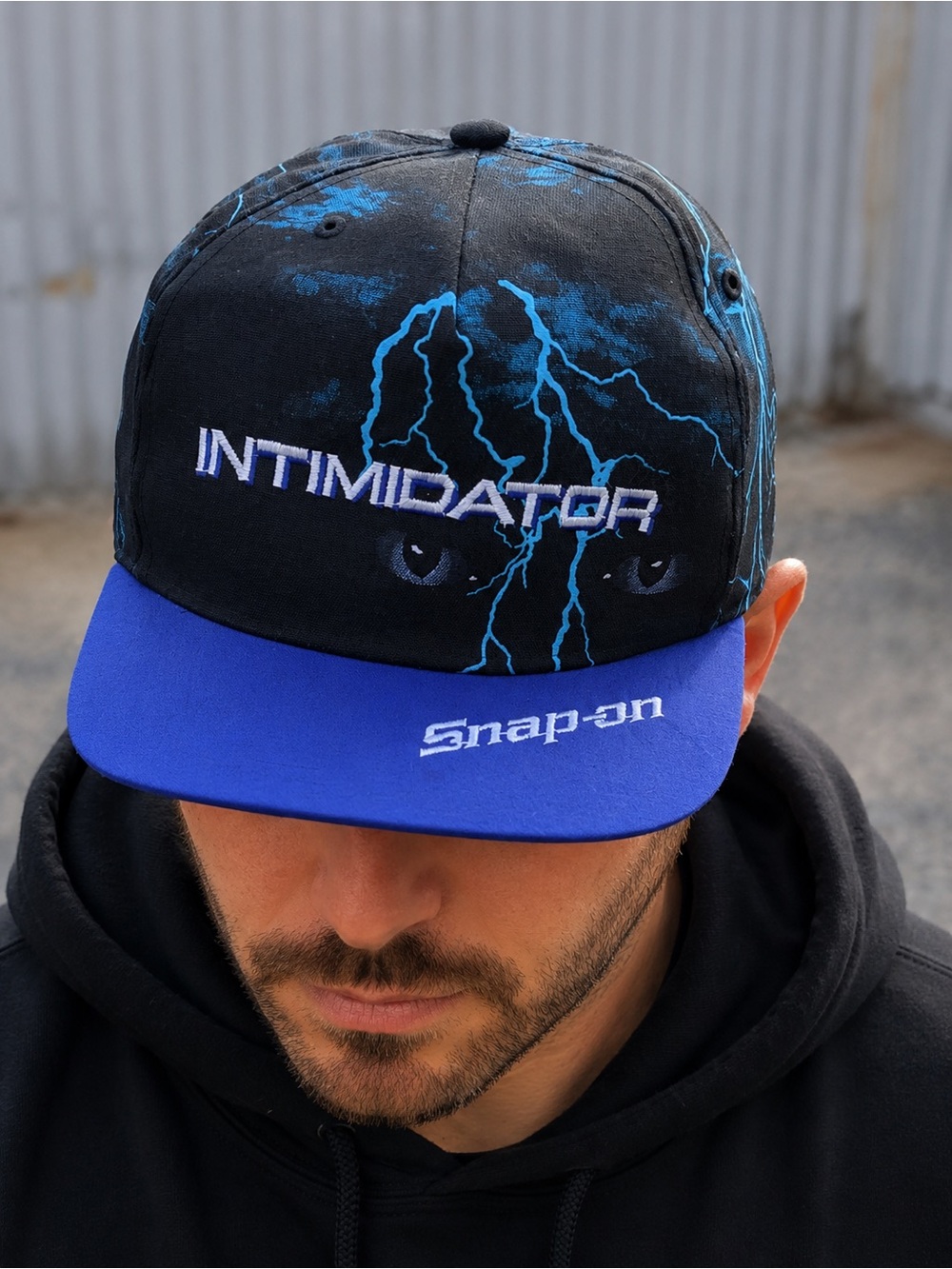 Vintage Snap-on "Intimidator" Lightning SnapBack Hat Cap - Blue and Black